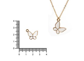 Dije Esmaltado Mariposas Blancas Doradas